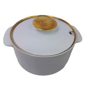 Vintage Thomas Germany Covered Soup Tureen Gold Trim White Porcelain MCM Lidded